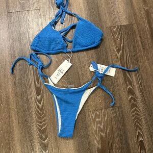 Beach Bunny BlueTriangle Bikini with Tie-Side Bottoms